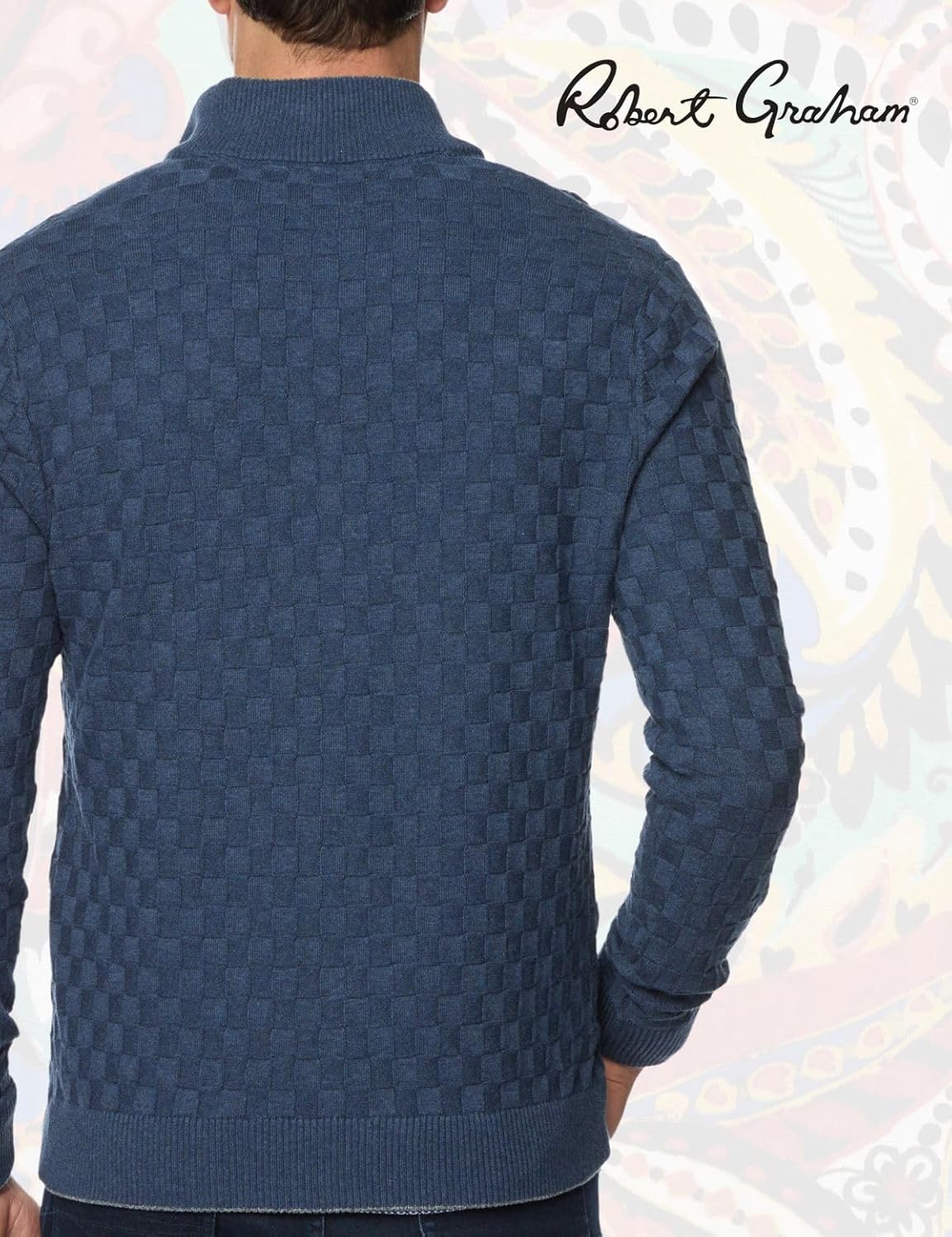 Robert Graham Mens Gavino Long Sleeve 1/4 Zip Pullover Knit Sweater - Image 3