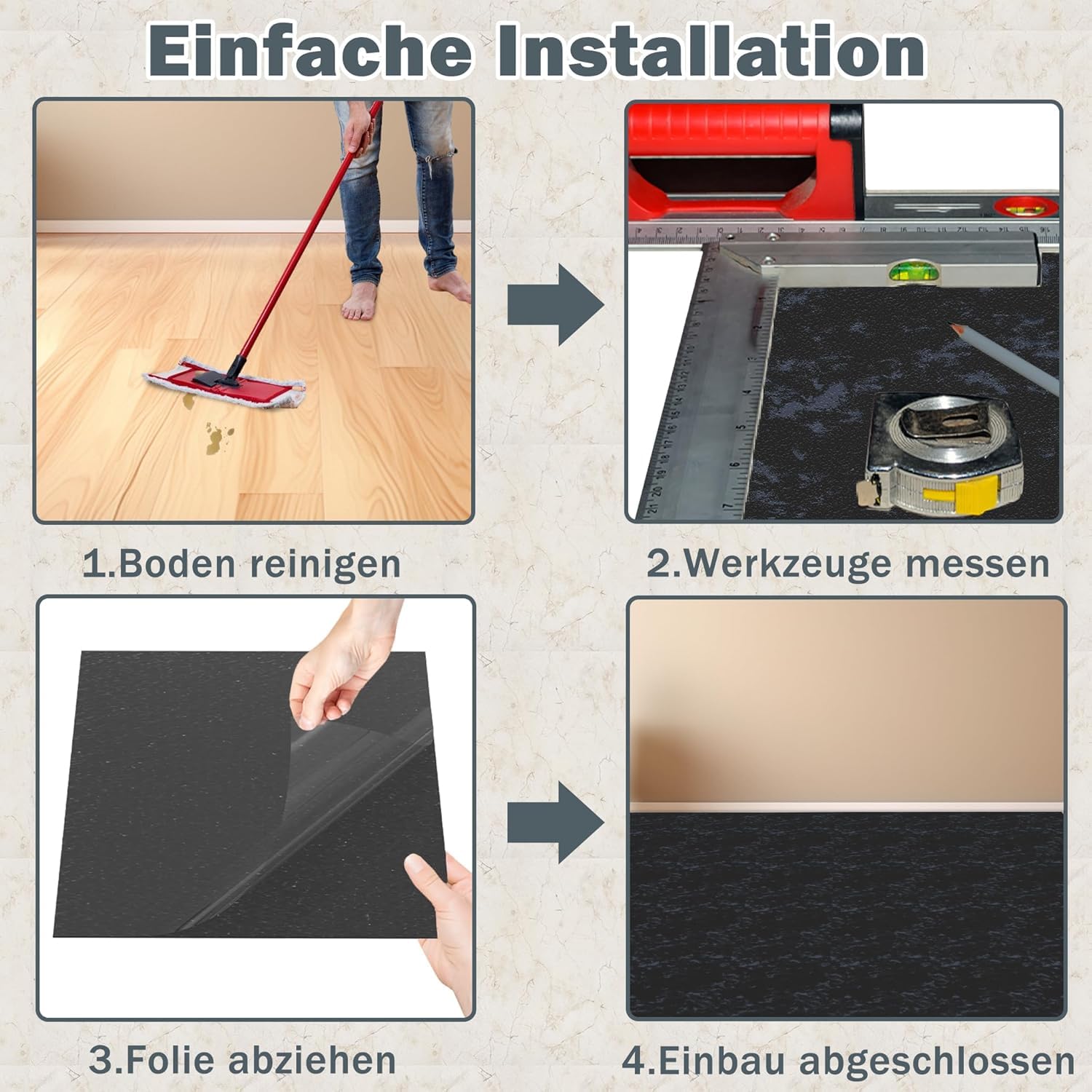 ACXIN Piastrelle autoadesive in vinile in PVC, effetto piastrelle, impermeabili, resistenti, antiscivolo, per cucina, bagno, soggiorno, ristrutturazione, effetto marmo nero, 5 m², set da 54 pezzi