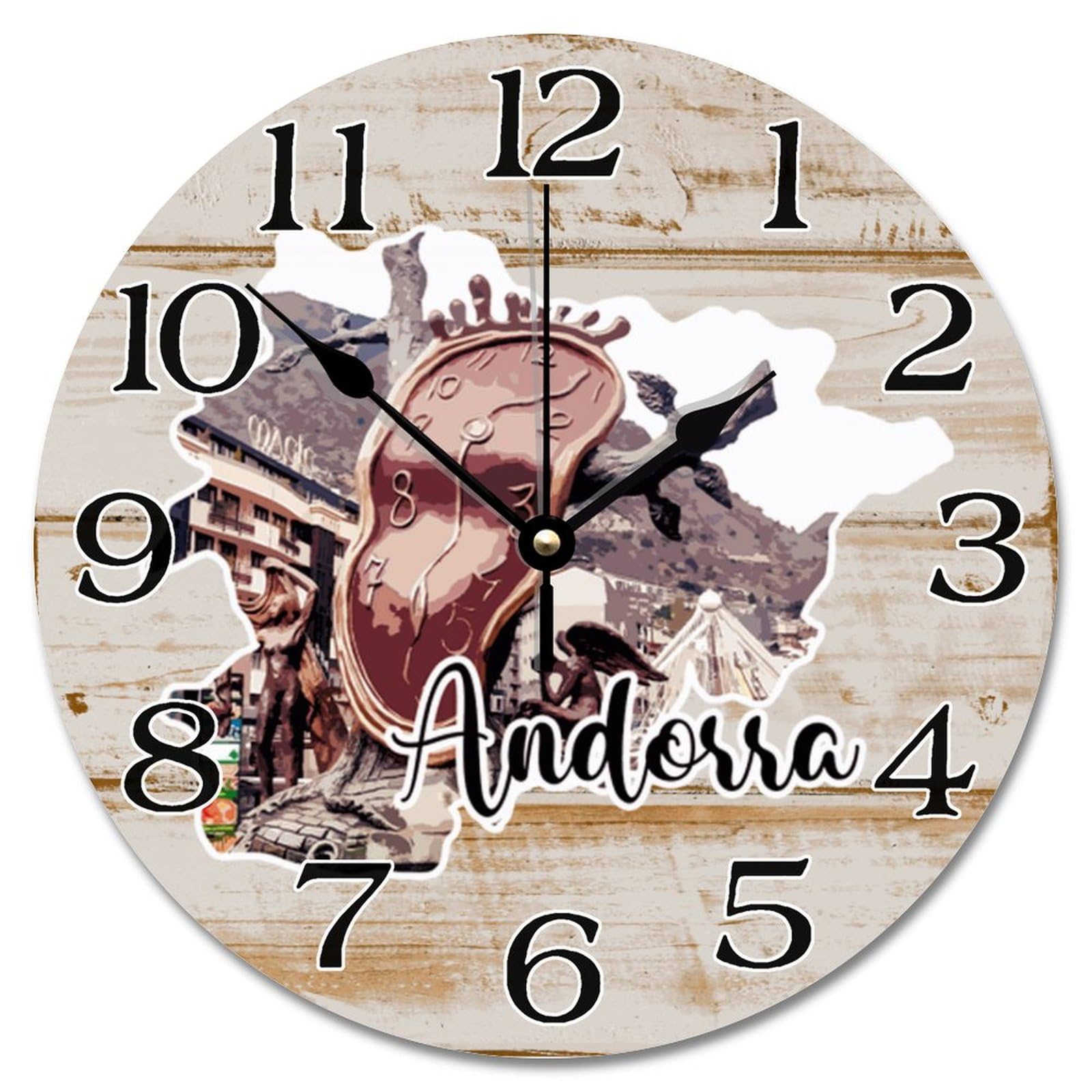 Horloge murale attractions Andorre, idée cadeau pour globe-trotteur