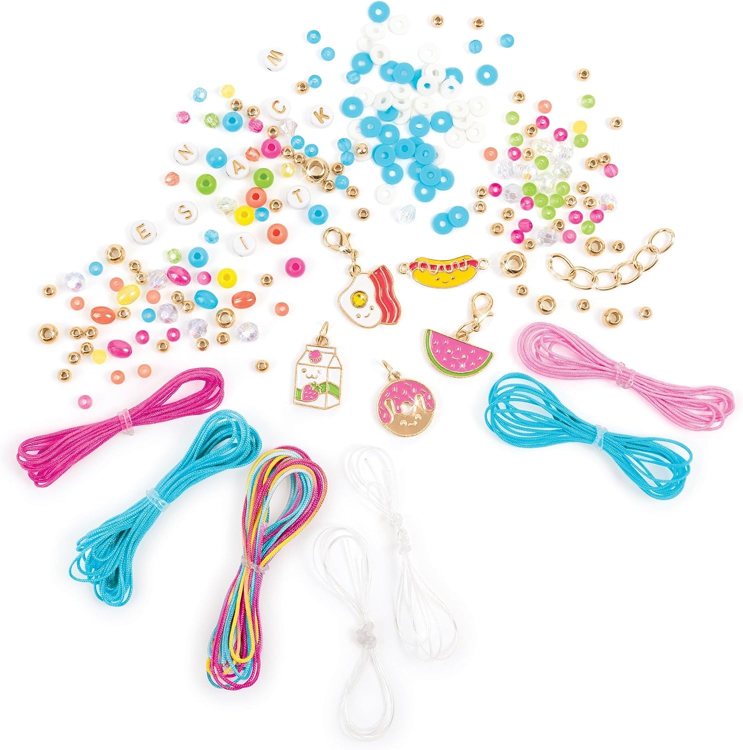 Make It Real: Fridge Frenzy DIY Bracelets - 237pc Jewelry Kit, Make & Design 8 Bracelets, 200+ Beads, Sweets & FoodThemed Charms, Tweens-Girls-Kids 8+