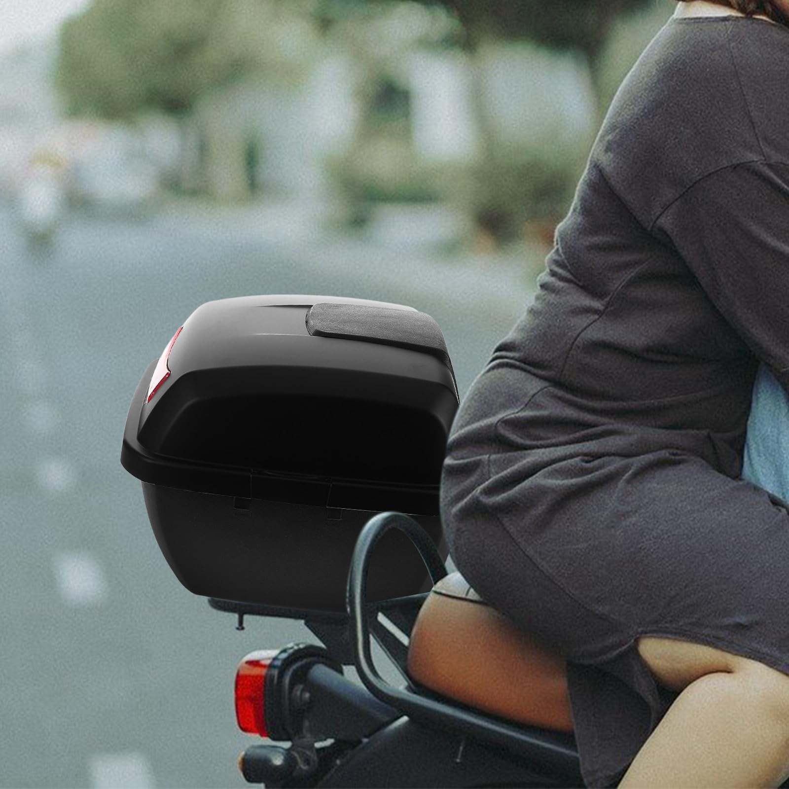 Baúl para Scooter y Motocicleta con Gran Capacidad, Caja Trasera de Abs y Metal, Almacenamiento Espacioso y Fácil Instalación para Accesorios Moto