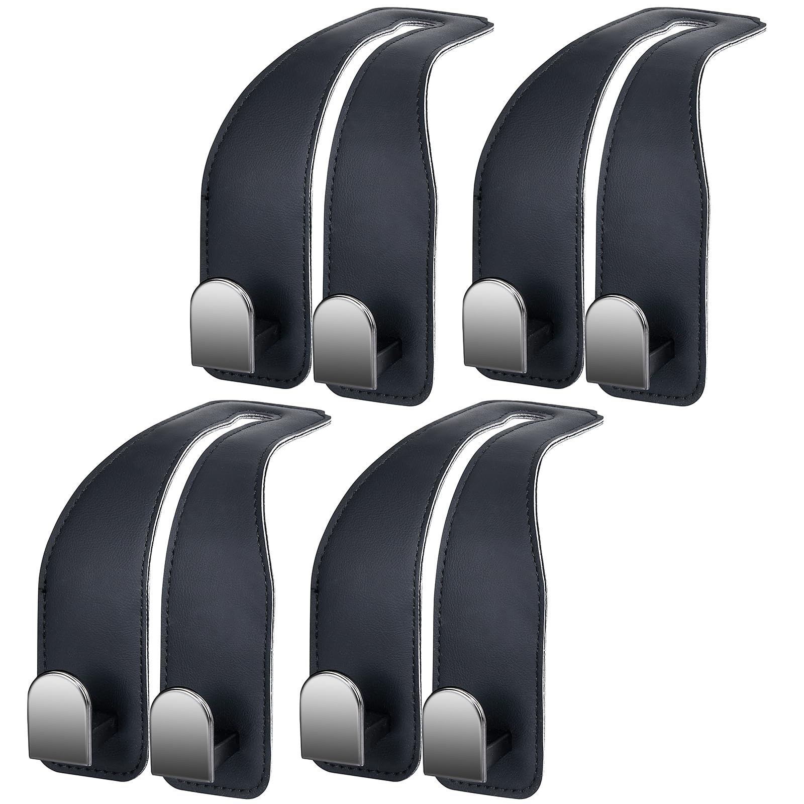 Car Hooks for Headrest, Leather Car Seat Back Storage Organizer Interior Accessories, More Wide & Deep Auto Seat Hook Hangers for Purse Umbrellas