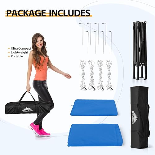 Vista 256 de EAGLE PEAK Flex - Toldo emergente ultra compacto de 4 x 4, refugio solar, vestidor, toldo portátil de privacidad tipo cabana para piscina, sesiones