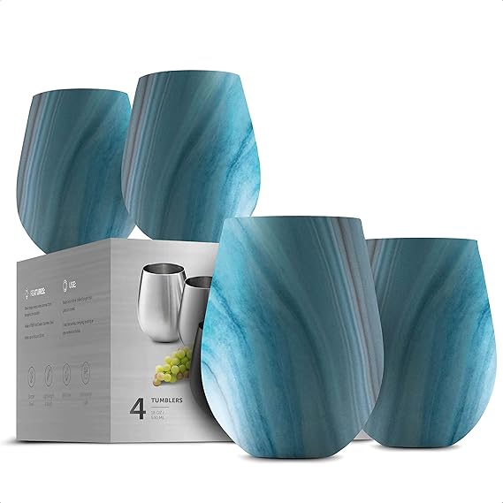 FineDine Stainless Steel Unbreakable Wine Glasses 18 Oz