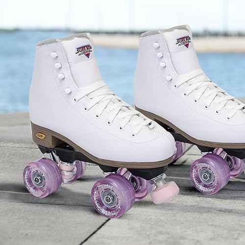 Miniatura 7 de Sure-Grip Fame White - Patines unisex para exteriores con ruedas de movimiento rosa, bota vegana con forro de microfibra, placas de nailon y
