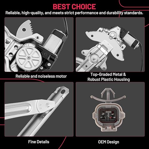 Vista 19 de BDFHYK 741-348 Elevalunas eléctrico con motor delantero izquierdo del conductor para Nissan Frontier 2005-2015, Pathfinder 2005-2010, Xterra