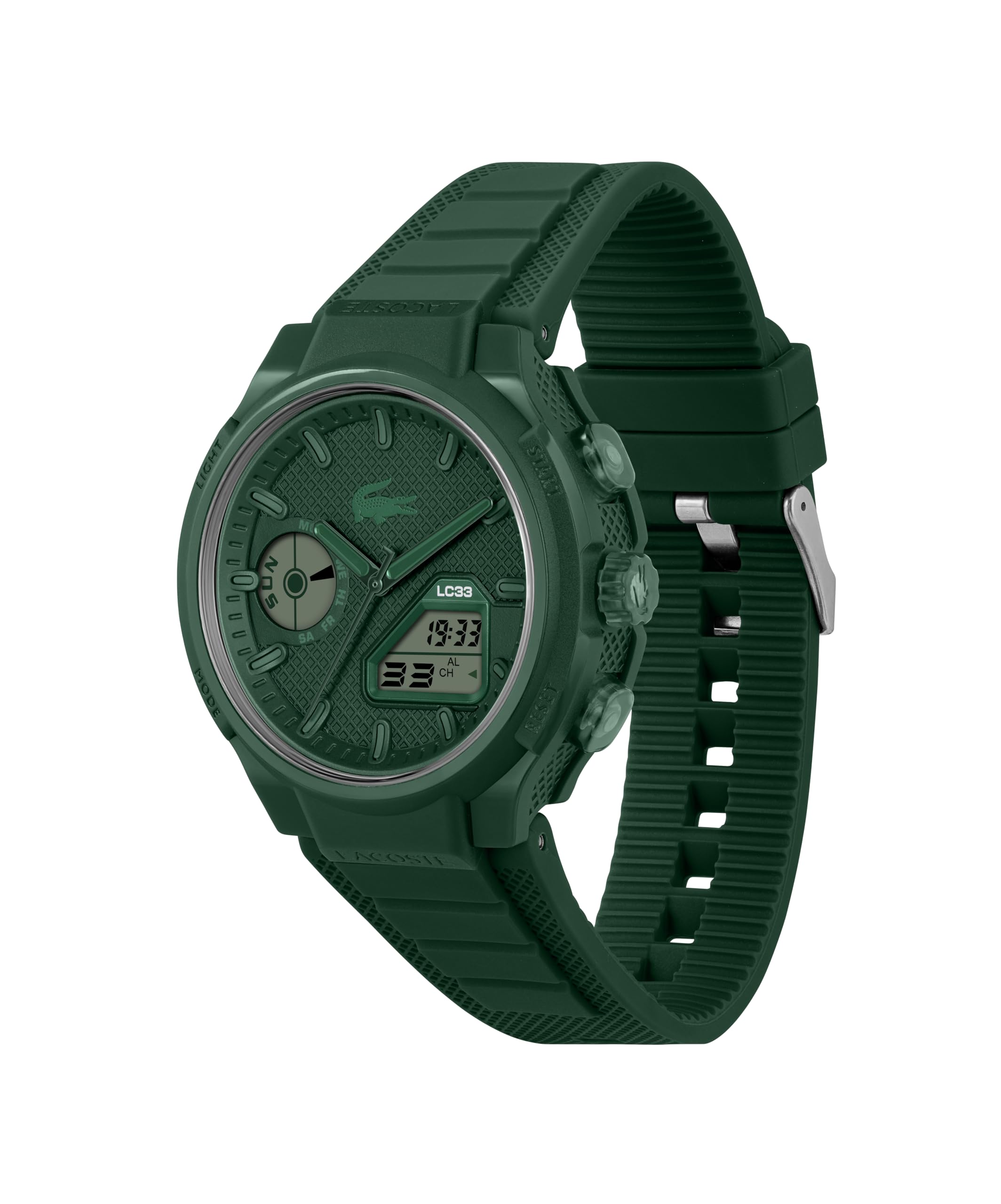 Lacoste Montre Quartz Multifonction Analogique-Digitale pour Homme Collection LC33 avec Bracelet en Silicone Vert - 2011449