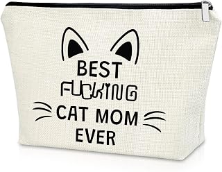 Sazuwu Cat Mom Gifts for Women Crazy Cat Lady Makeup Bag for Kitten Lovers | Cats Themed Cosmetic Toiletry Bag Zipper Pouch Christmas Mothers Day Birthday Gifts for Cats Lovers Friend Sister Daughter