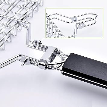 Grill Basket Large Portable Folding BBQ Camping Grilling Rack for Fish, Vegetables, Shrimp, Barbeque Griller Cooking Accessories, Grilling Gifts