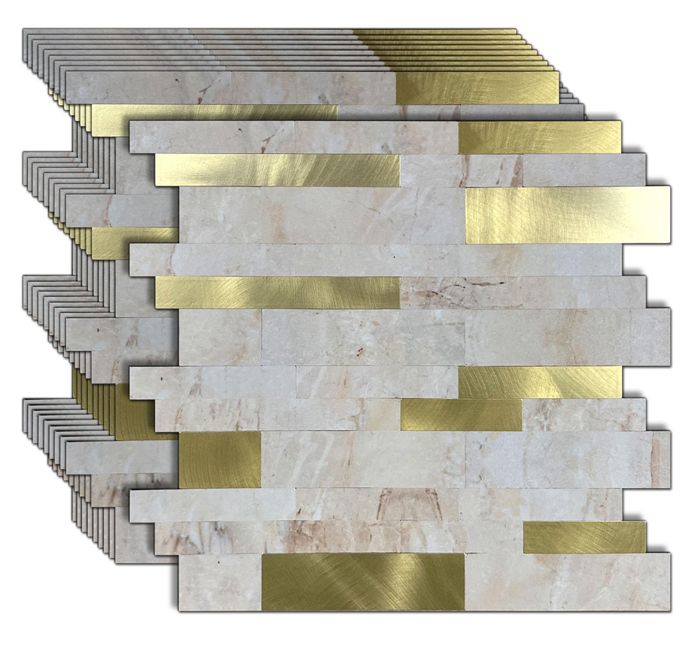Azulejos adhesivos cocina de mármol amarillo y metal para renovar pared sin obras