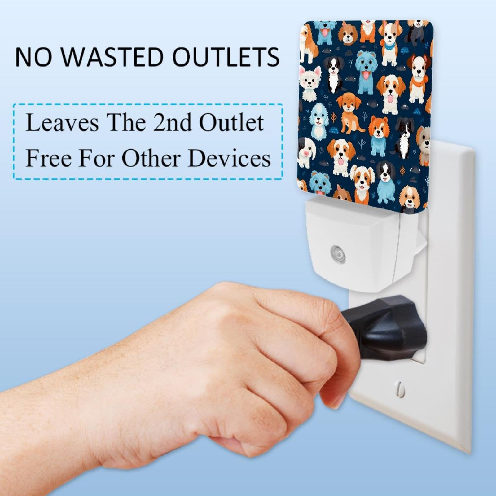 NEWzone Puppy Dogs Night Light Plug into Wall with Dusk to Dawn Sensor LED Nightlight for Kid Girls Boys Room Decor, Hallway, Kitchen, Bathroom, Nursery, Stairs