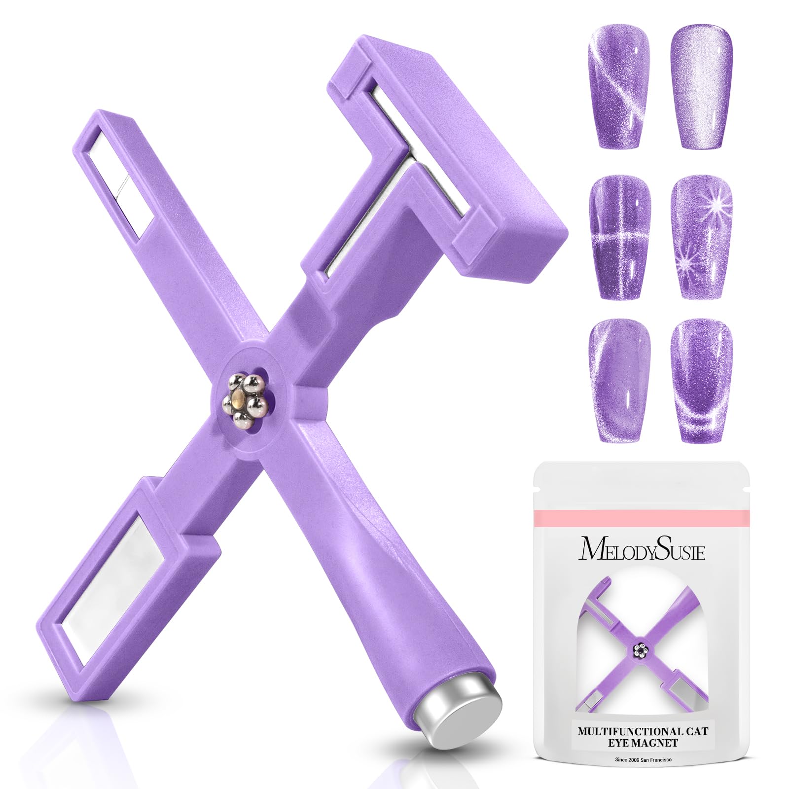 MelodySusie 5 in 1 Nail Magnet, Multifunctional Cat Eye Gel Nail Polish Magnet for Nail Art, Strong Magnetic Nail Polish Magnets Nail Design Tools,