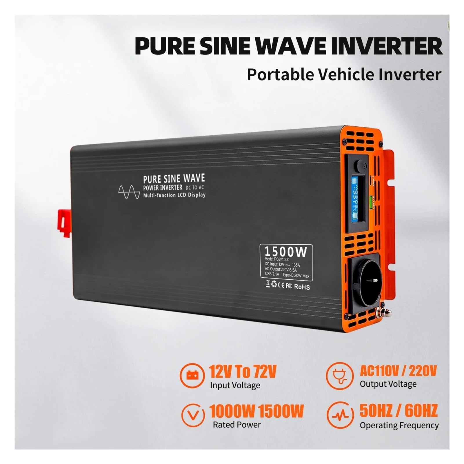 Invertitore Tensione Per PSW Serie Invertitore A Onda Sinusoidale Pura 4000W DC 12V ~ 60V A AC 220V Invertitore Di Potenza Potenza Continua 2000W Invertitore Solare Convertitore Potenza(DC48V 2000W)