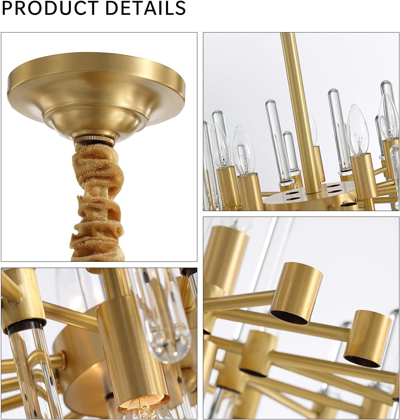 🛒 Crаzу Dеаlѕ APBEAMLighting Gold Chandelier Modern Brass Pendant Light Fixture with Clear Glass Cylindrical Shade for Kitchen Dining Room Living Room Diameter 24.4 Inch