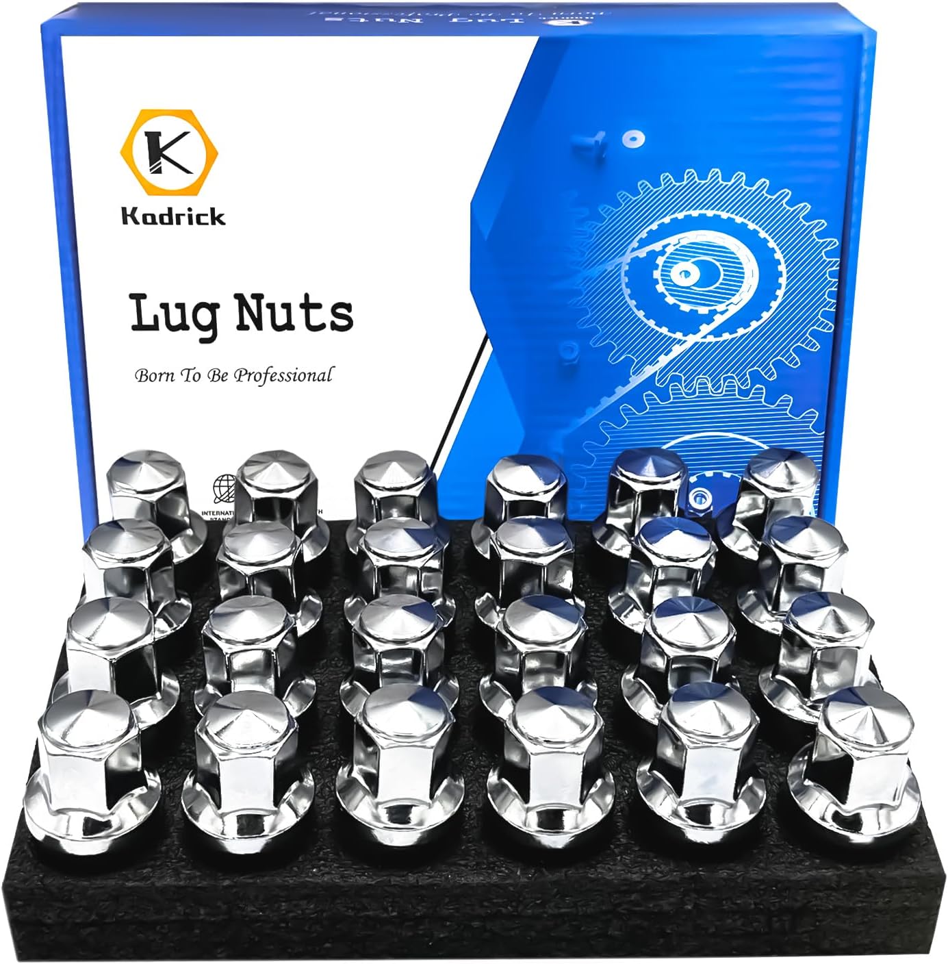 Kadrick 24Pcs M14x1.5 Lug Nuts Replacement for Ford Expedition/F-150 2015-2024, One-Piece Solid Chrome OEM Factory Style Large Acorn Seat Wheel Nuts for Lincoln 2016-2021 MKX.