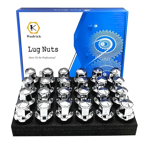 Miniatura 8 de Kadrick 24 tuercas de rueda de repuesto M14x1.5 para Ford ExpeditionF-150, tuercas de rueda de asiento grandes de una pieza de color negro cromado