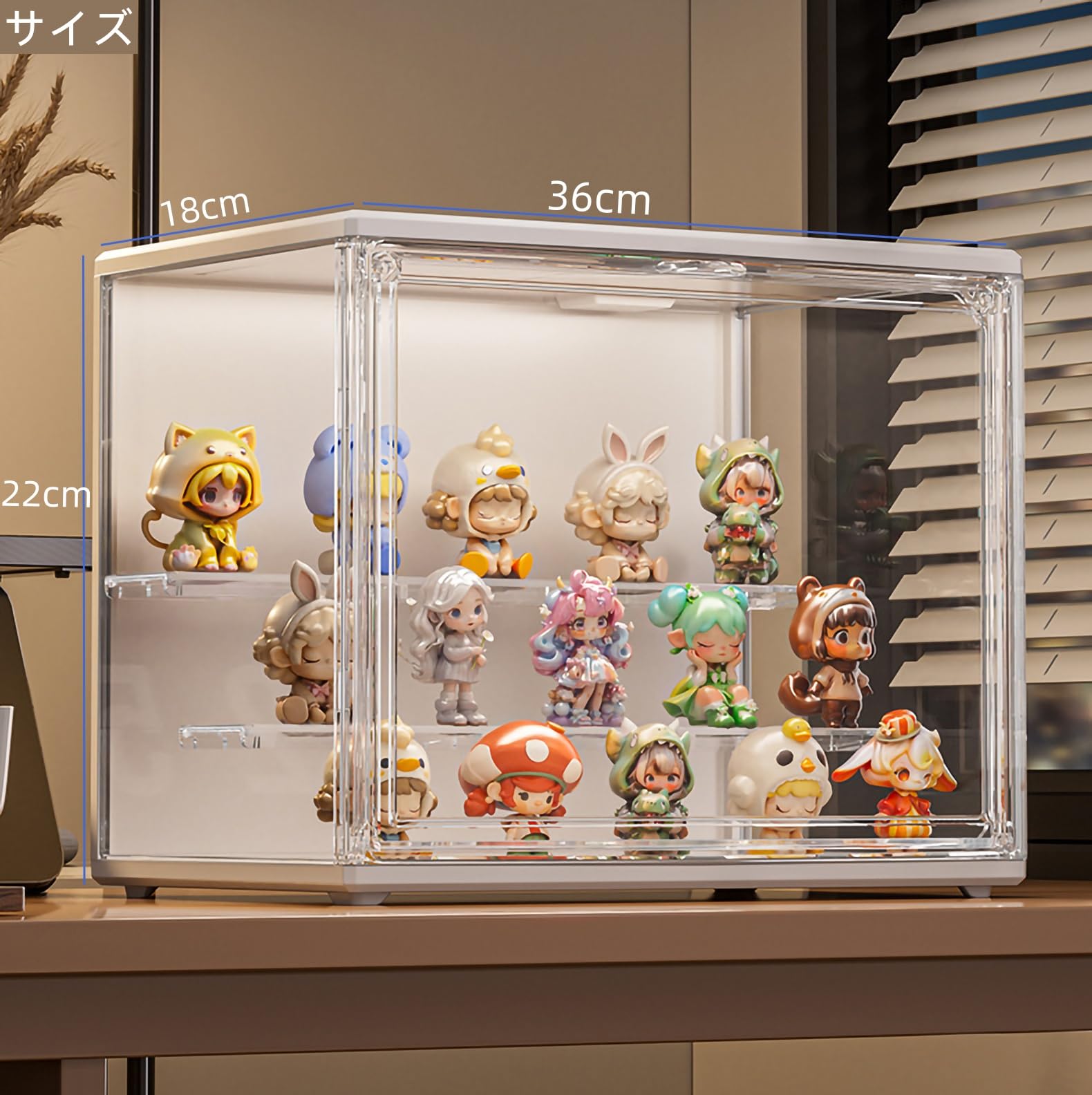 UVカット 2個セット フィギュアケース【ライト付き】　2個セット【現地受け取り】 コレクションケース 背面ミラー付き J-STAGE ガラスケース・ディスプレイケース