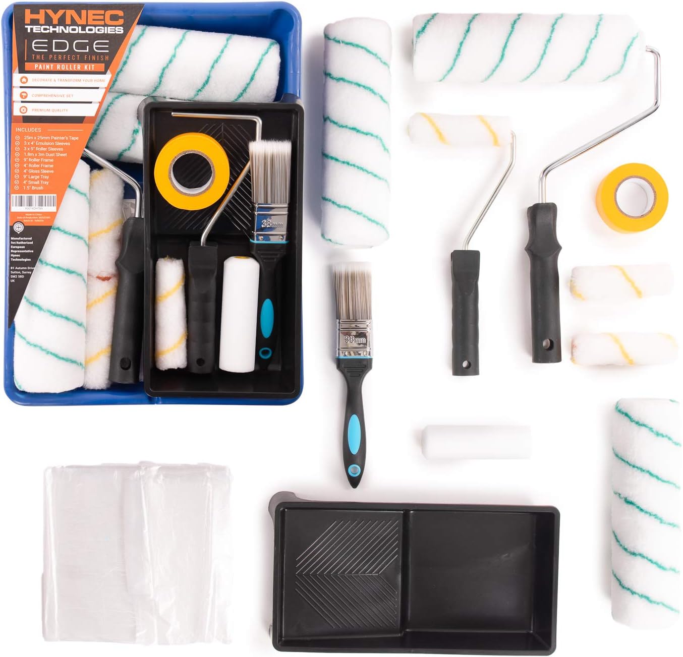 Hynec Ultimate Paint Roller Kit, Paint Kit For House Painting, Wall Painting Supplies - Includes Paint Roller, Paint Brush And Tray Set, Mini Paint Roller And Paint Brush For Walls - - 