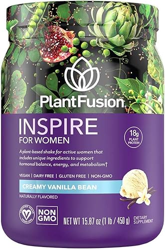 Miniatura 1 de PlantFusion Inspire - Polvo de proteína vegetal para mujer polvo bajo en carbohidratos para apoyo muscular magro ceto sin gluten sin soja sin