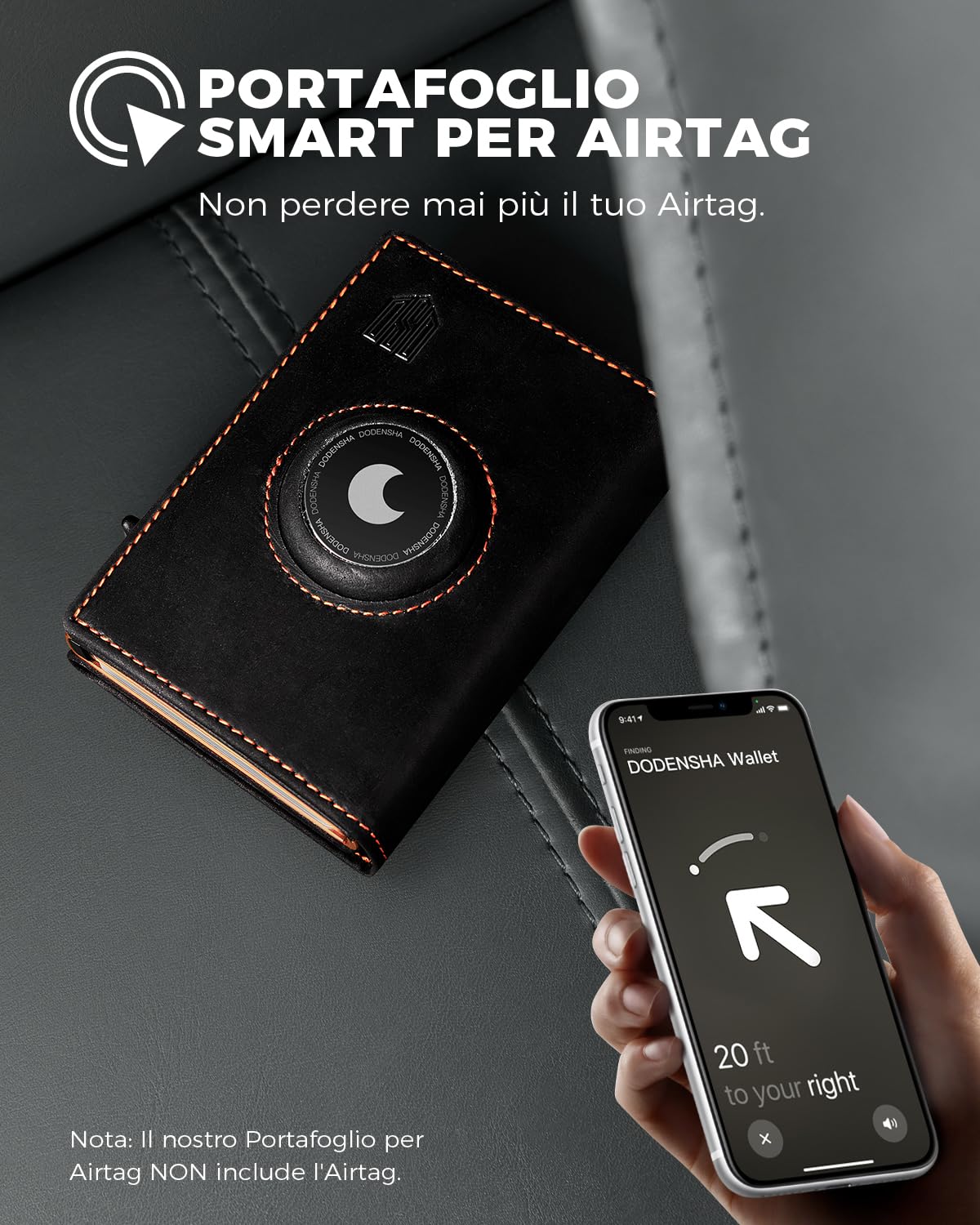 DODENSHA® MagSnap Airtag Portafoglio Uomo con protezione RFID I Portafoglio piccolo I Portafoglio intelligente piccolo per 10+ carte I Porta carte di credito I Portatessere uomo tascabile