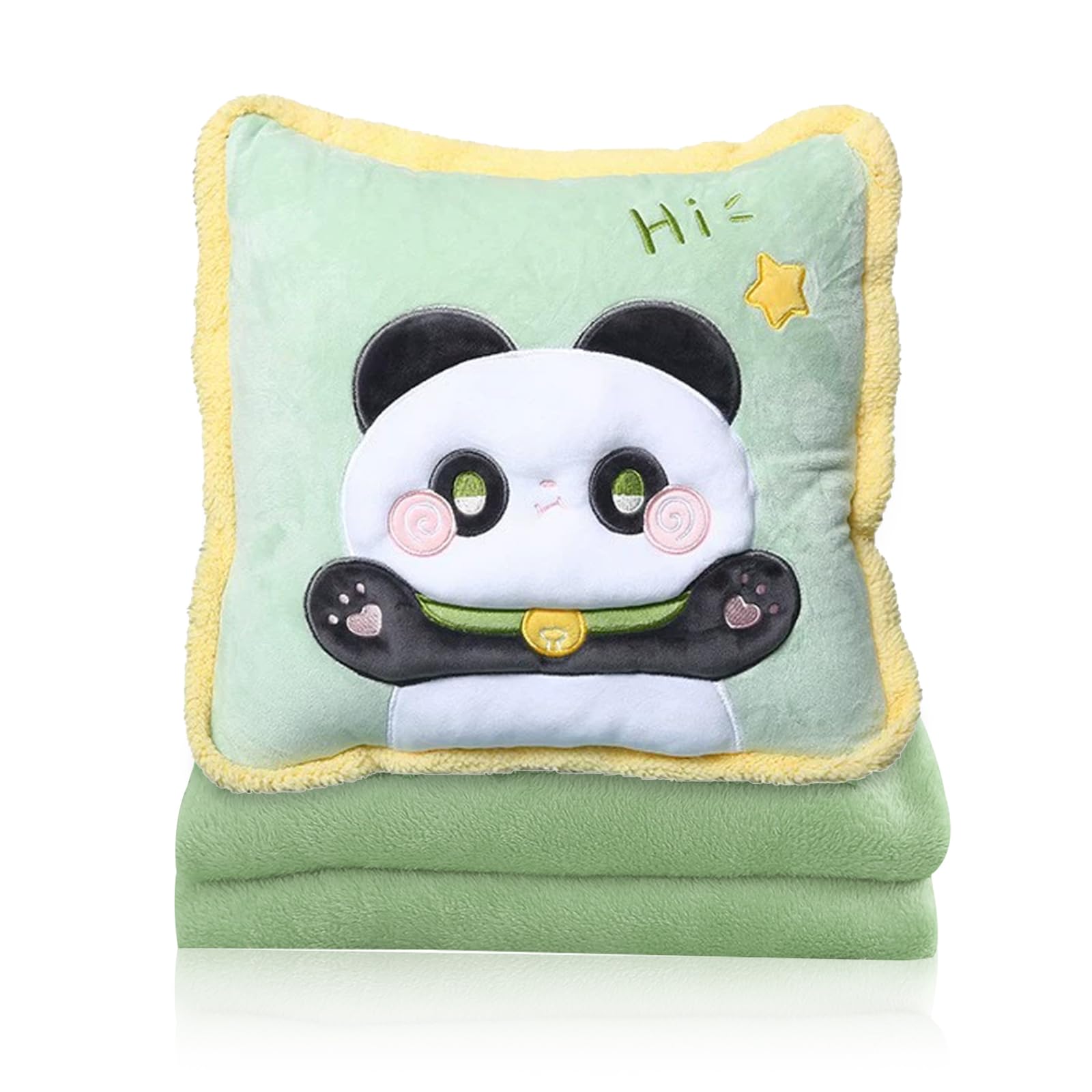 Bocguy Panda Kissendecke 3 in 1, Flauschig Reisedecke 95 x16