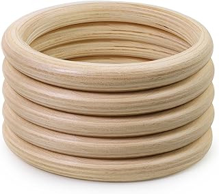 FoDau770 5pcs Natural Beech Wooden Rings, Unfinished Solid Wood Rings Heavy Duty Wood Circles, Macrame Craft Circles for Party, Home Decor & DIY Making - Outer Diameter: 7 Inch