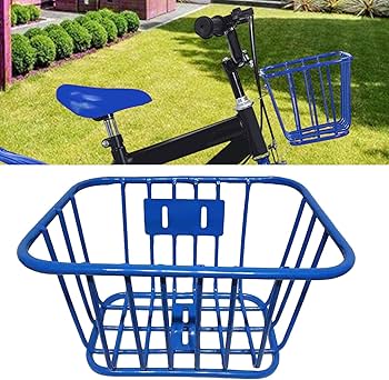 青自転車 前カゴ付き 子供自転車用スチール 前かご フロントバスケット 大きめ 取り付けネジ