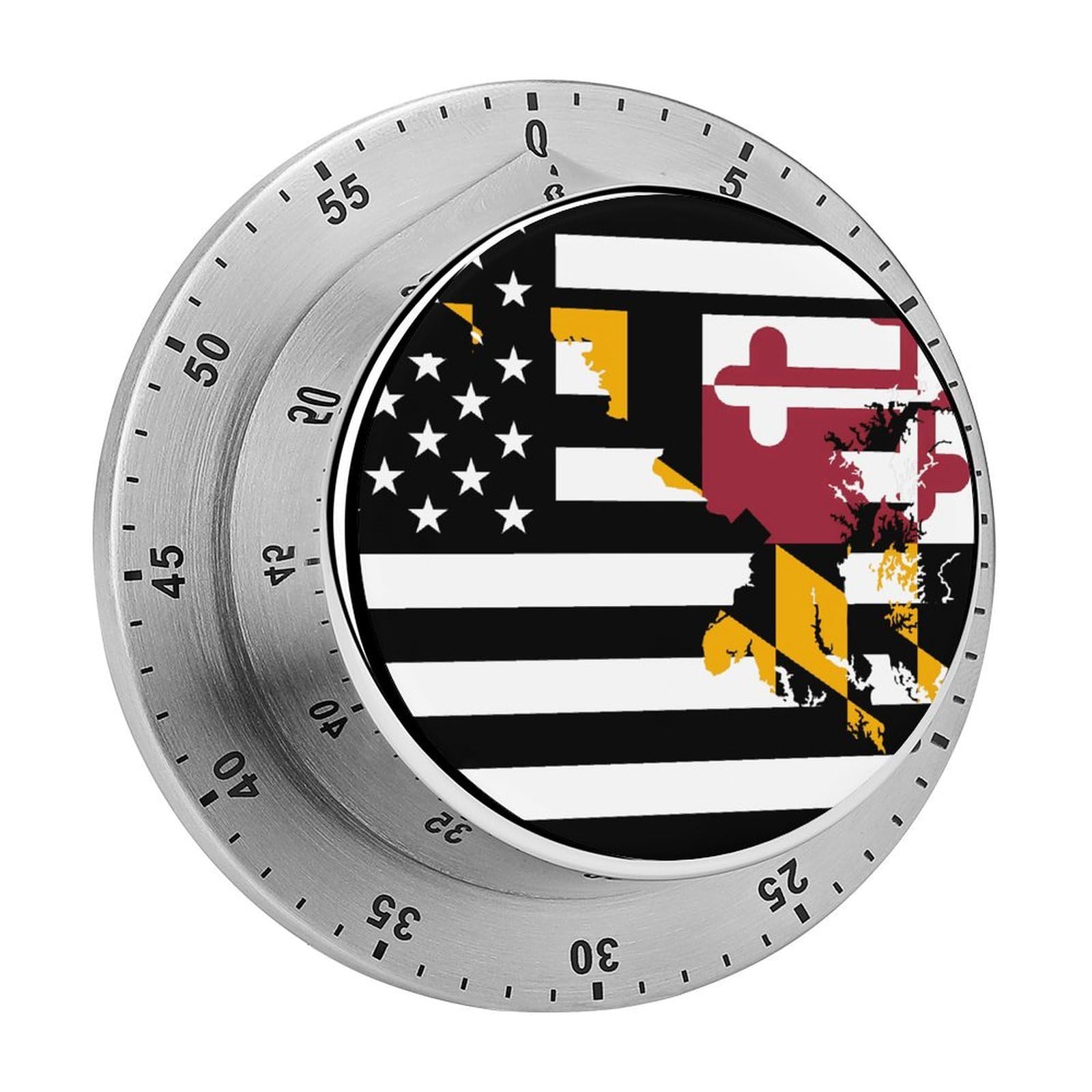 Maryland State Flag U.S. Funny Timer 60 Minute Countdown Timer Mechanical Time Management Tool for Kitchen Work
