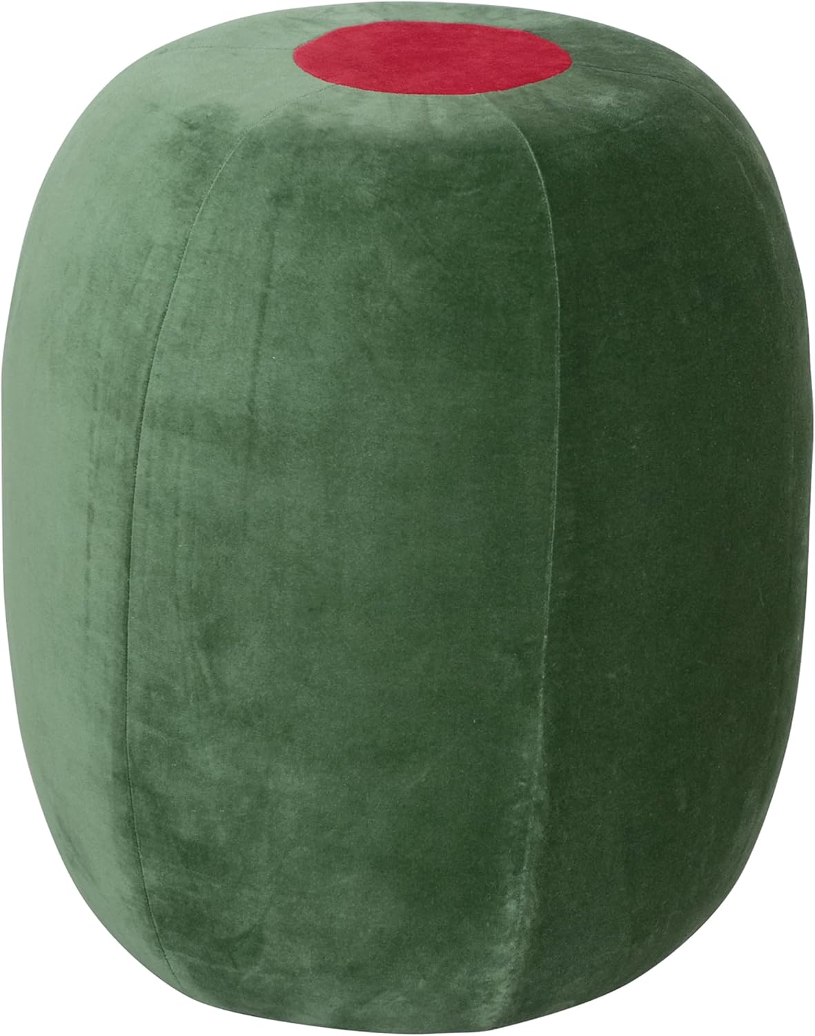 Creative Co-Op Cotton Velvet Upholstered Olive Shaped Stool, Green & Red