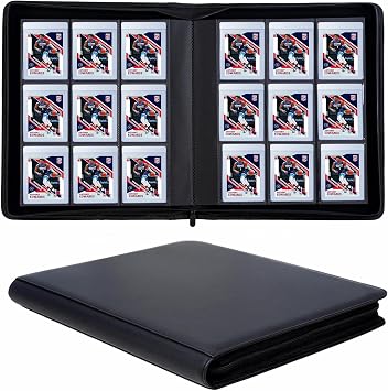 9 Pockets Card Binder for Semi Rigid Card Holders, Ringless Card Binder Album Holds 360Pcs Hard Sleeves, Semi Card Holder Binder with Sleeves for PSA, BGS & Grading, CSG, Clear TCG Protector Black