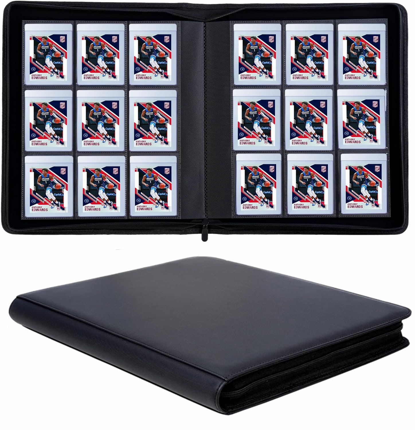 9 Pockets Card Binder for Semi Rigid Card Holders, Ringless Card Binder Album Holds 360Pcs Hard Sleeves, Semi Card Holder Binder with Sleeves for PSA, BGS & Grading, CSG, Clear TCG Protector (Black) — image 1