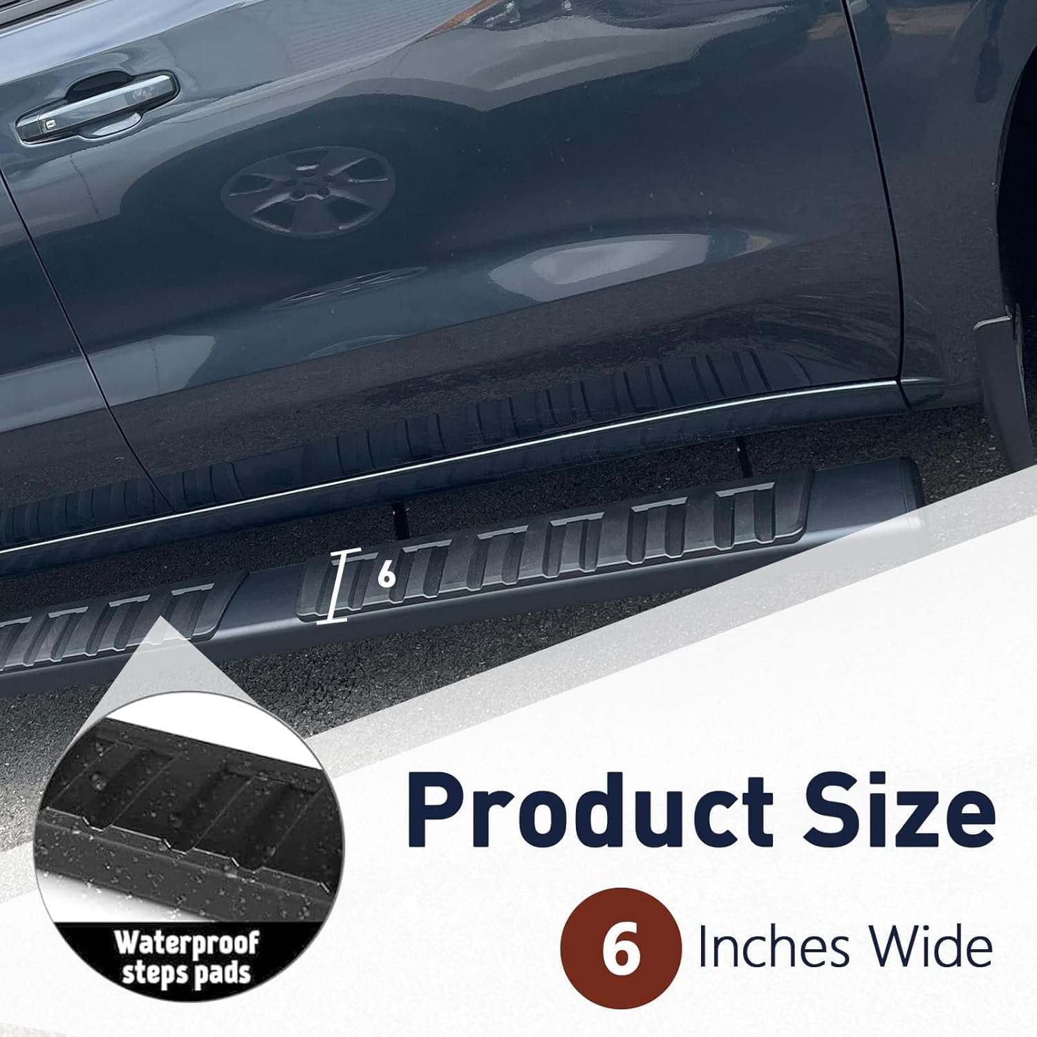 Perfit Liner Running Boards 6 Inches for Crew Cab 2019-2026 Chevy Silverado GMC Sierra 1500 | 2020-2025 2500HD 3500HD (4 Full Size Doors) Black Aluminum Alloy Side Steps Rails Nerf Bars 6"