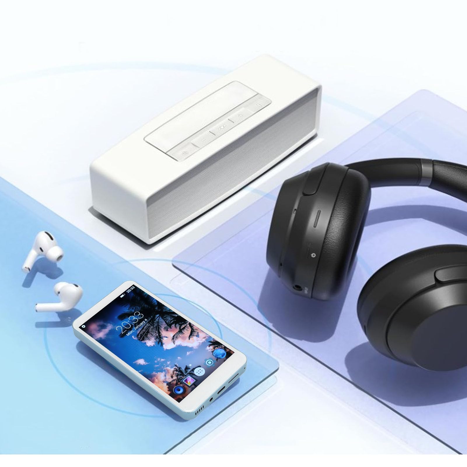 Cryfokt Reproductor MP4 de 5 Pulgadas con Chip Octa Core, Pantalla Táctil de 5,0 Pulgadas, Resolución de 1920 X 1080, Bluetooth WiFi, Cámara de 8 MP, para Transmisión de Audible (Blue)