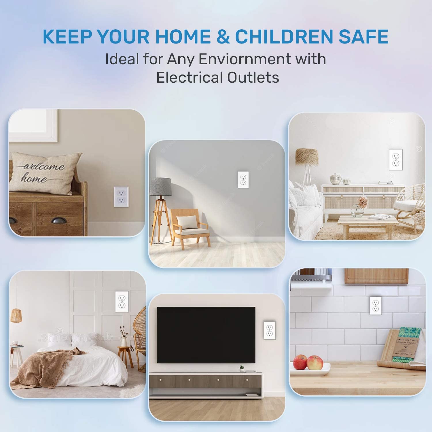 BABY PROOF ME 24 Pack Outlet Covers & Removal Tool Baby Proofing, Provide Shock Prevention and Easy Installation, Safe and Secure Plastic Plug Covers for Power Sockets (24 Outlet Covers)