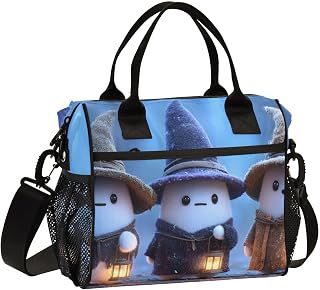 Lunch Bags Wizard Halloween Print Insulated Leakproof Lunch Box for Travel Picnic Office, Large Capacity with Adjustable Strap-Large