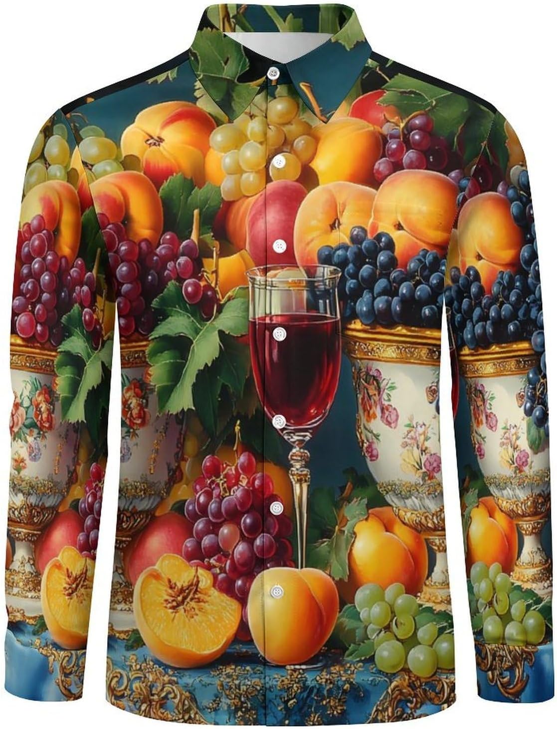 Kitchen Fresh Fruits Long Sleeve Shirts Casual Dress Shirt Button-down T-shirts for Men