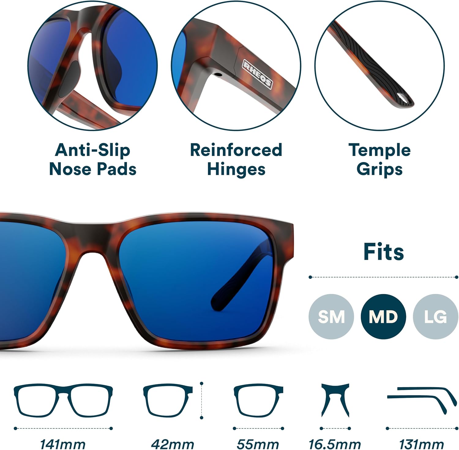 Rheos Bimini Floating Polarized Sunglasses | 100% UV Protection | Anti-Glare | Mens & Womens