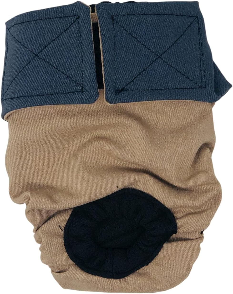 Charcoal Gray on Brown Dog Diaper, XS, with Tail Hole - Made in USA