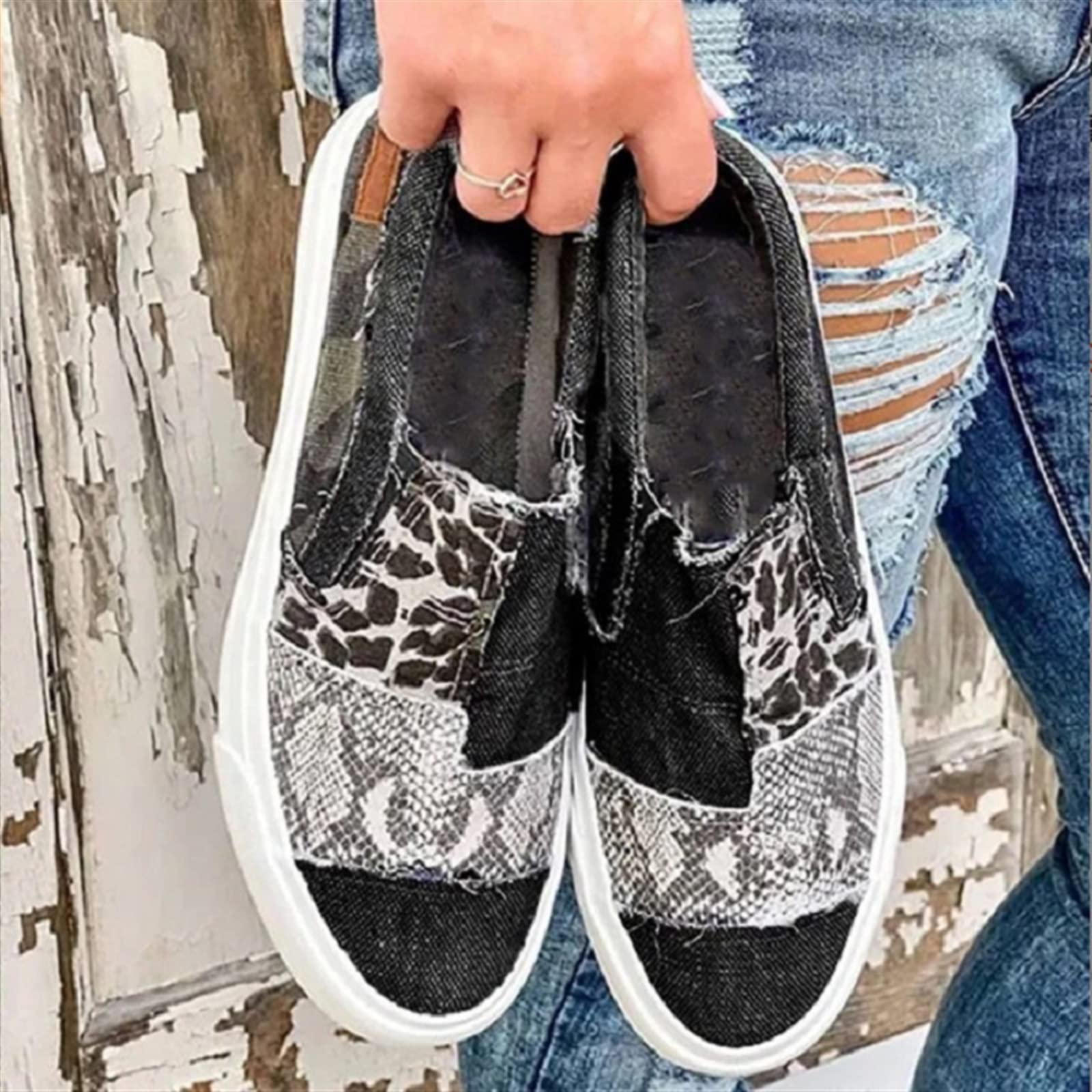 Plateau-Mode-Turnschuhe Damen – Leoparden-Design, Klobige Sohle, Bequeme Segeltuchschuhe Für Freizeit (Größe 39)