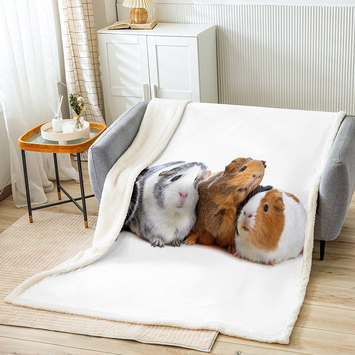 Cute Guinea Pig Fleece Throw Blanket Pet Mouse Printed Sherpa Blanket for Kids Boys Girls Animal Plush Blanket Funny Fuzzy Blanket for Sofa Bed Baby 30"x40"