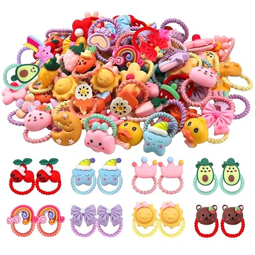 Miniatura 8 de WillingTee 80 ligas para el cabello de bebé para niñas, lindas ligas pequeñas para cabello fino, 40 pares de soportes para cola de caballo, bandas