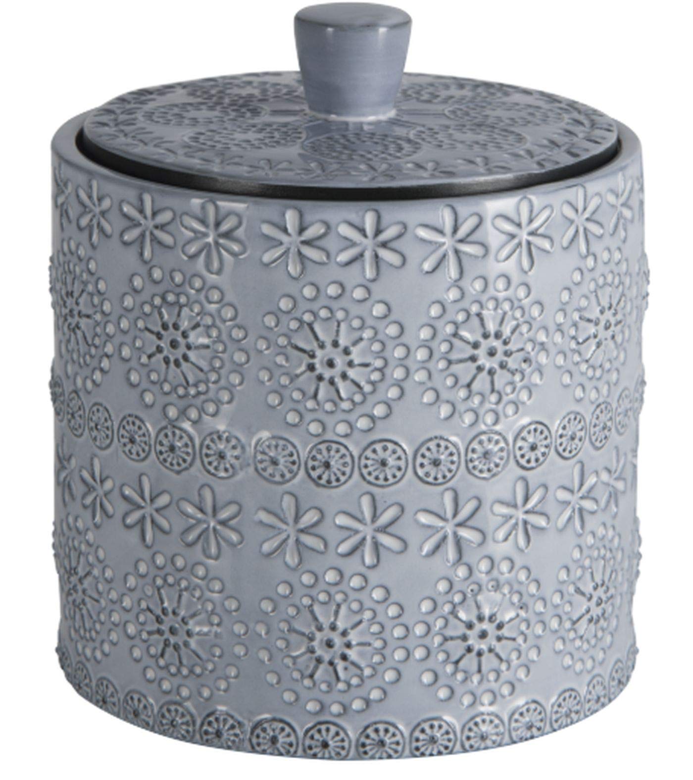 Spirella Relief Collection, Containers Diameter 9.3 x 11 cm (0.42 L), Porcelain, Grey, 0.42 L