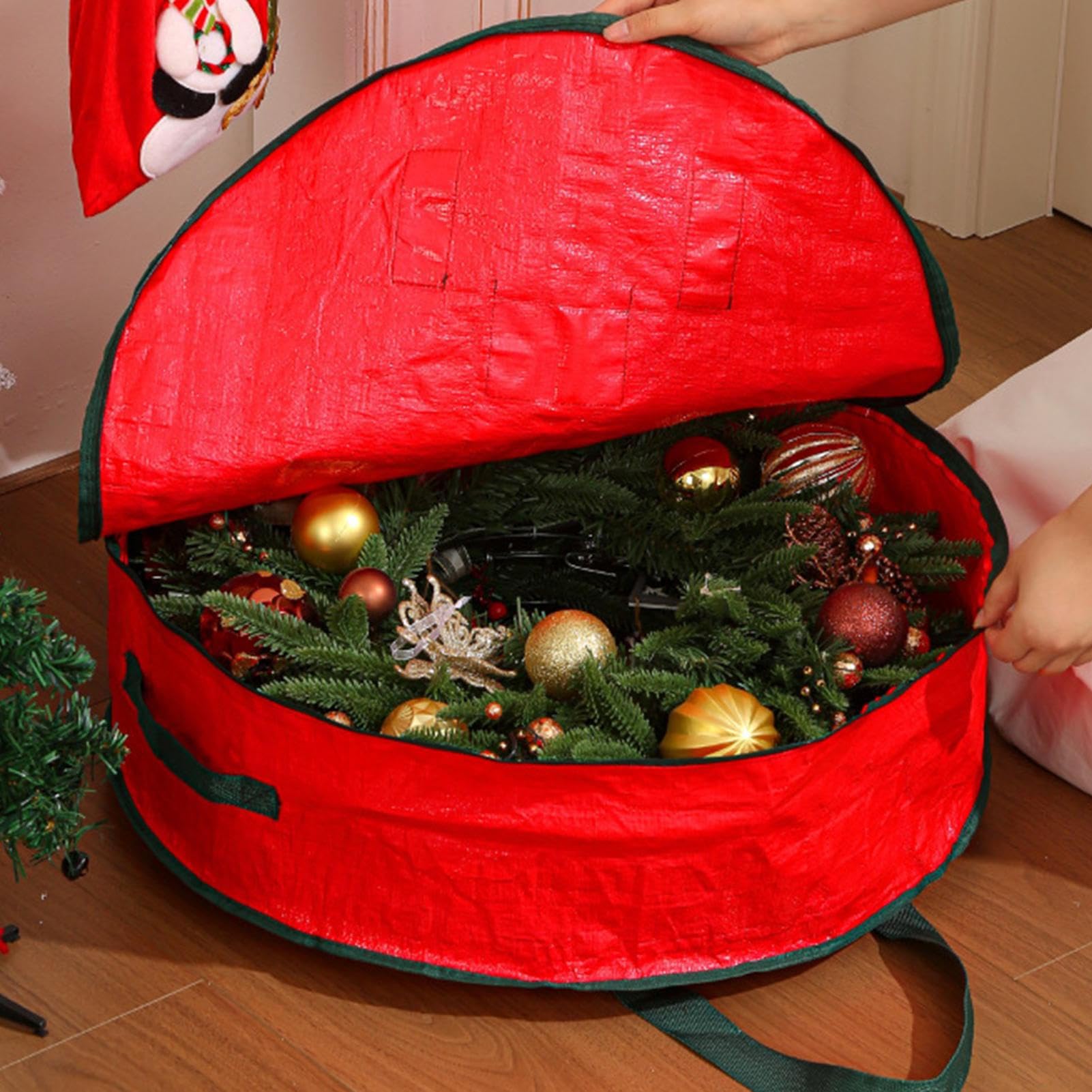 Boîte à couronne de Noël - Sac à fermeture éclair durable | Sports de décoration de vacances | Support d'organisation de couronne étanche | Thanksgiving Halloween Moving Box Appartement Garage Closet