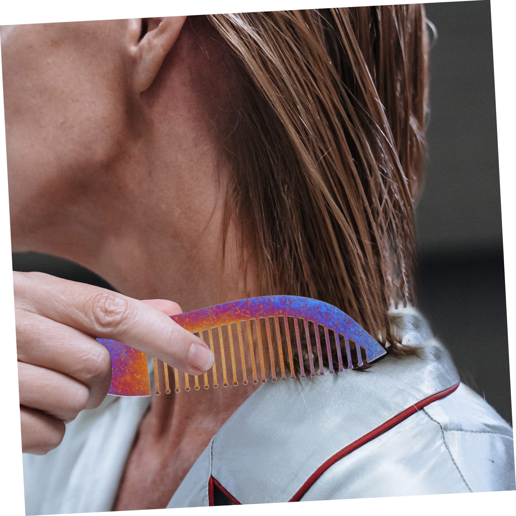 FRCOLOR 5 Piezas Peine Titanio Peine Peluquero Metálico Pelo Para Hombre Peinado Para Hombres Titanio Diente Ancho