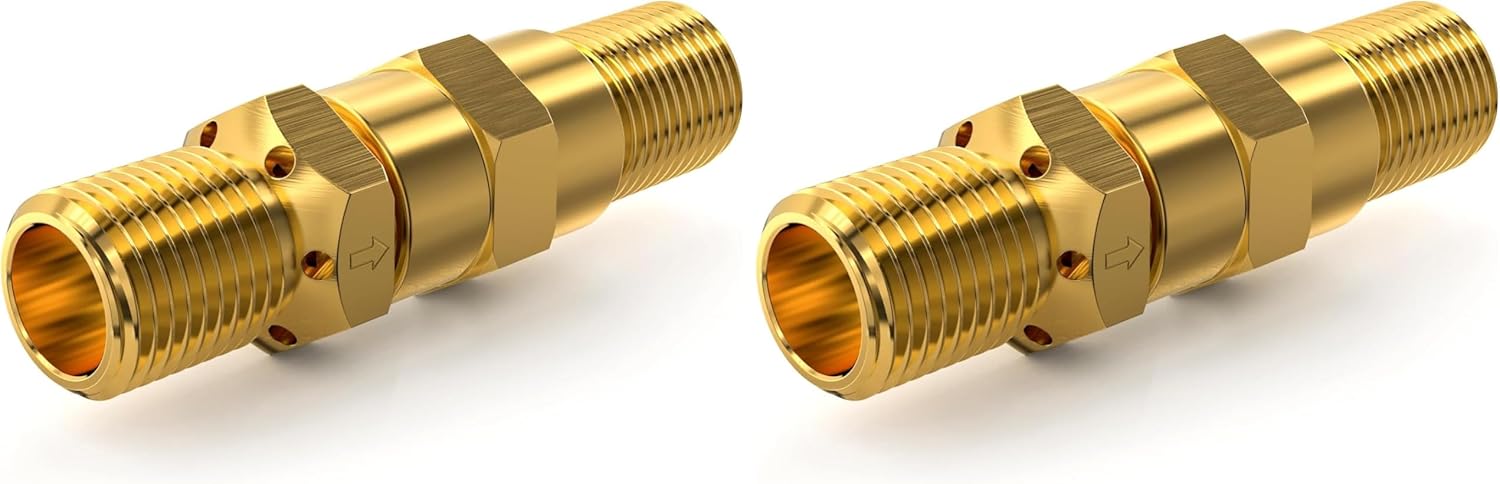 onlyfire 1/2" LP Air Mixer Valve for Propane Gas Fire Pits and Fireplace, 150K BTU High Capacity, Solid Brass Air Mixture (Pack of 2)