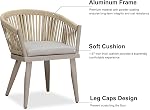 PURPLE LEAF 7 Pcs Patio Dining Set with Weather Resistant Aluminum Dining Table and Wicker Rattan Chairs Soft Cushions Modern Furniture Patio Dining Set for Backyard Indoor Decor Kitchen,Champagne