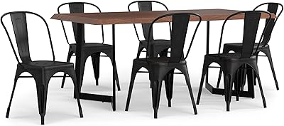 SIMPLIHOME Industrial/Modern Industrial Fletcher/Watkins 7-Piece Dining Set in Distressed Black and Copper for The Dining Room and Kitchen