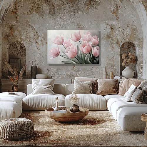 Miniatura 5 de retro room decor aesthetic art prints Pink Tulips Flowers Aesthetic Poster Print Artwork Wall for Living Room Bedroom Home Decoration12x18inch Framed