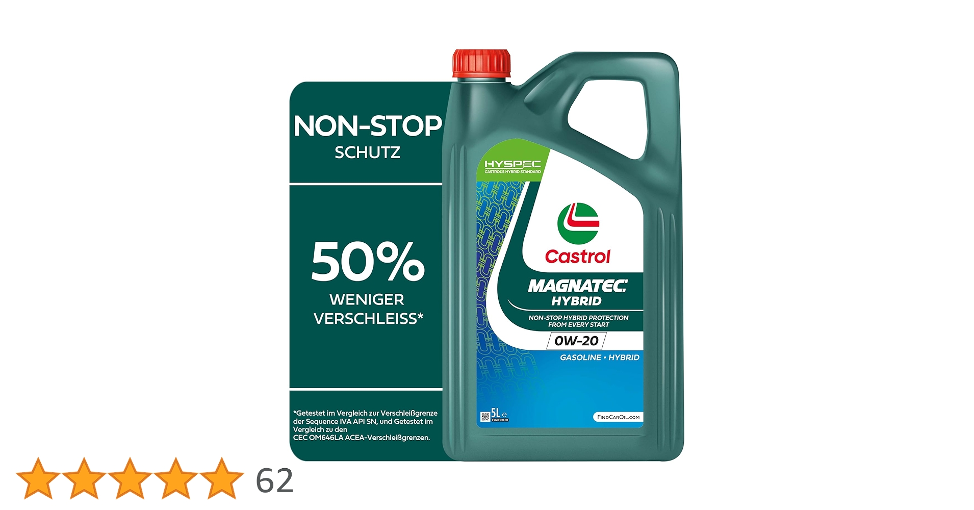 Castrol Magnatec Hybrid 0W-20 Engine Oil, 5 L : Amazon.de