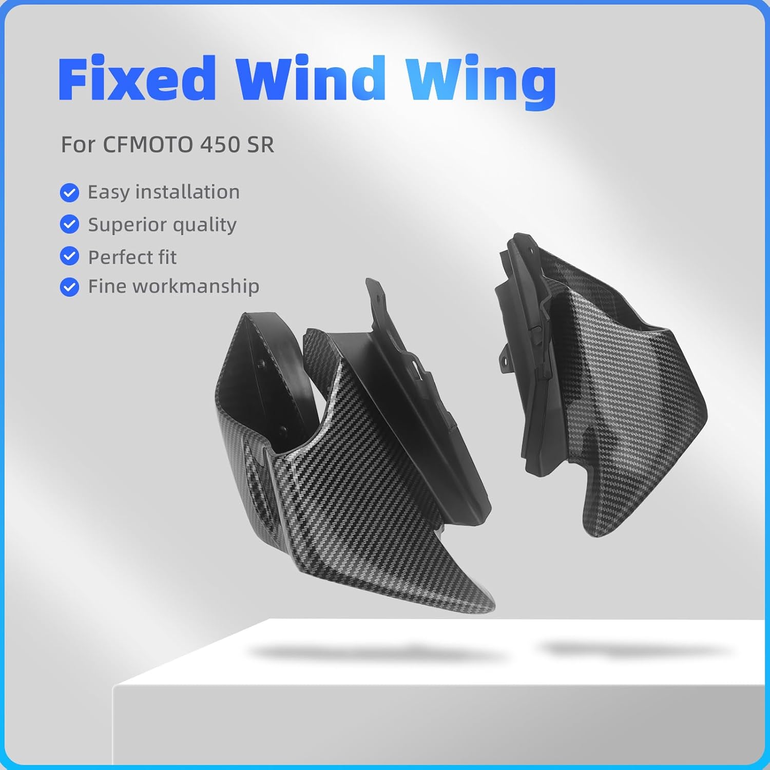 Motorcycle Fairing Winglets Aerodynamic Downforce Air Deflection Spoiler Universal Fits for CF Moto 450SS Direct Air Flow Guide Kits Extension Parts (Vibrant Black)